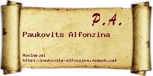 Paukovits Alfonzina névjegykártya